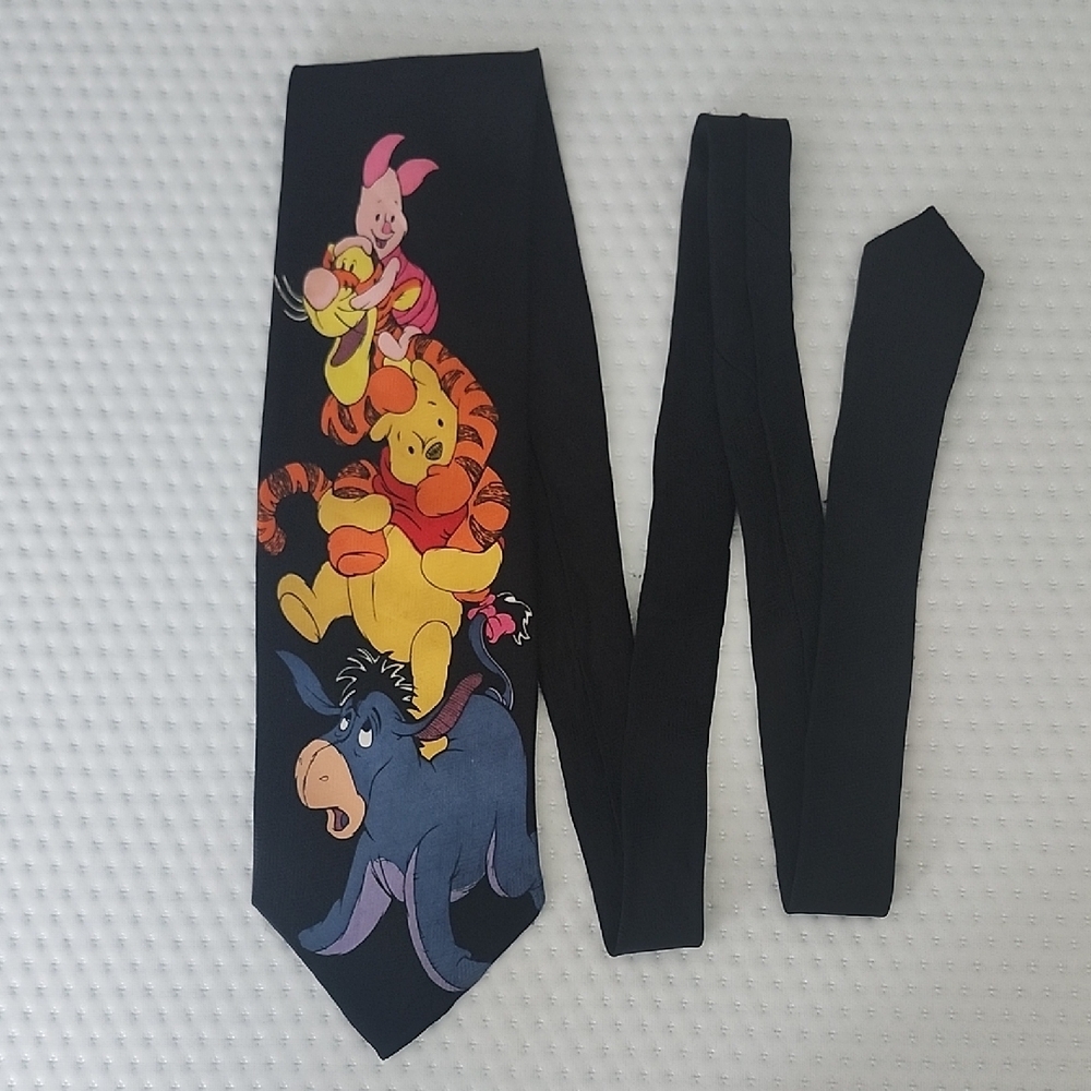 Disney‎ Black Tie with Winnie the Pooh Characters 100% Polyester